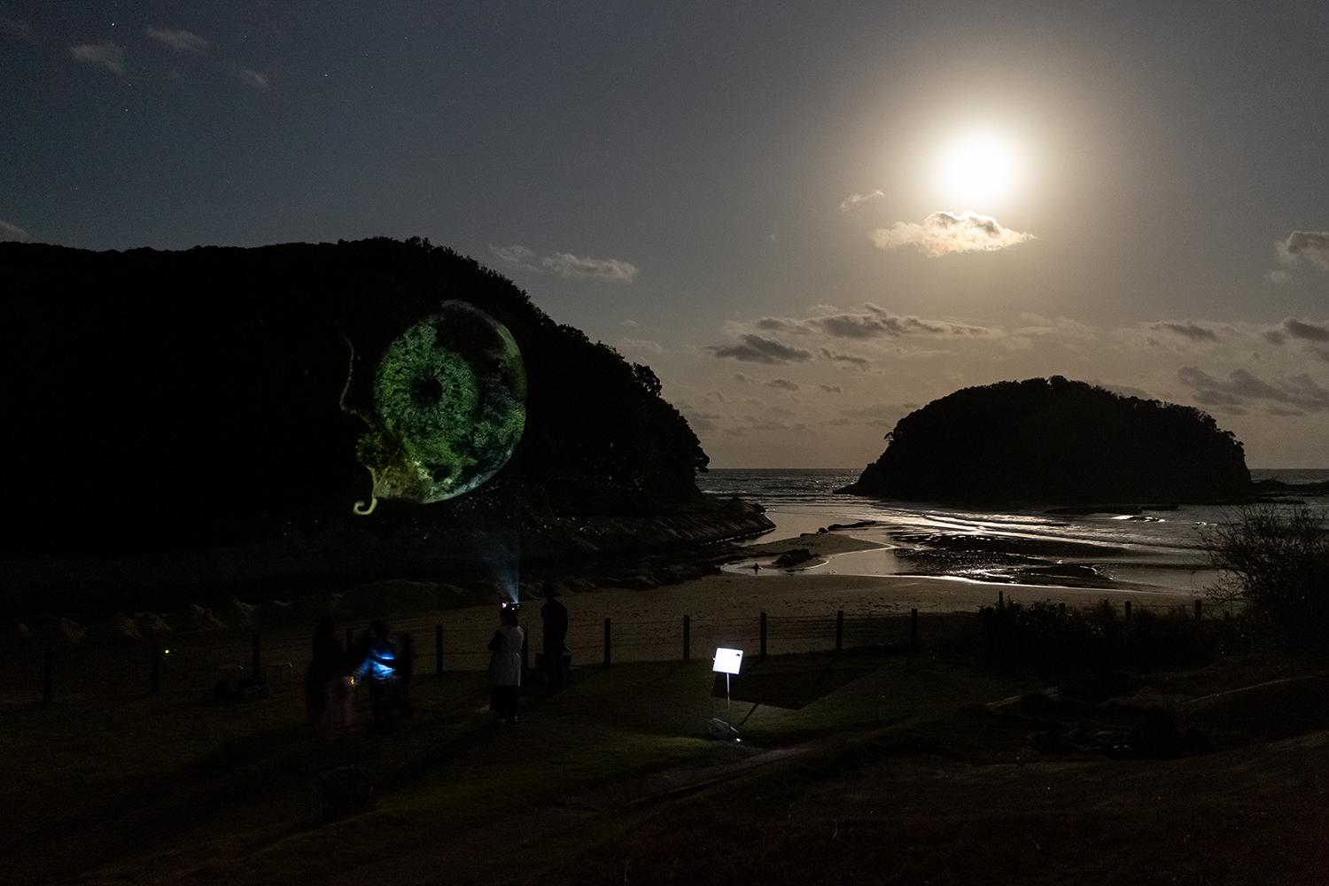 Outdoor screening of AKI INOMATA “Think Evolution #1 : Kiku-ishi(Ammonite)”